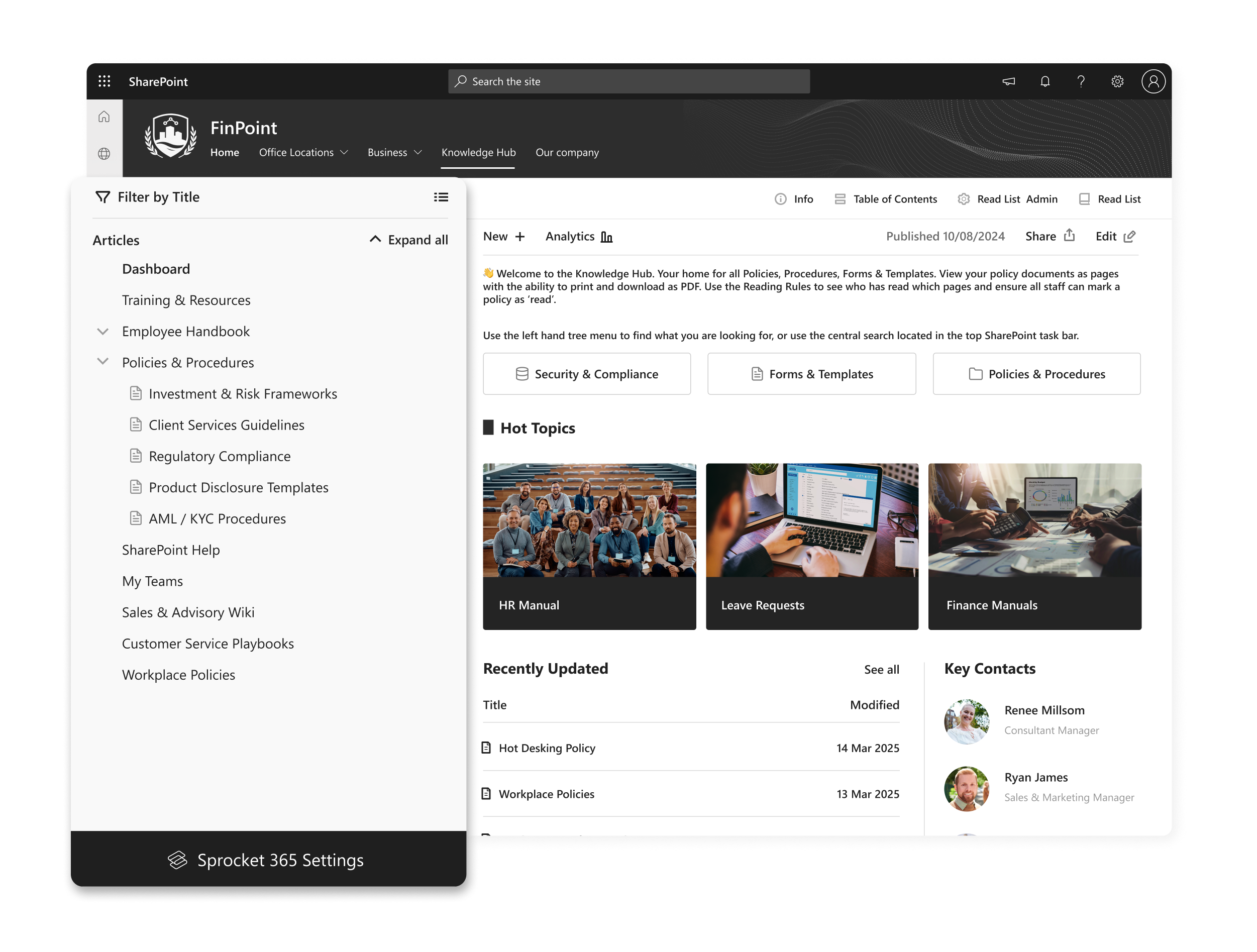 SharePoint Knowledge Base for Financial Services