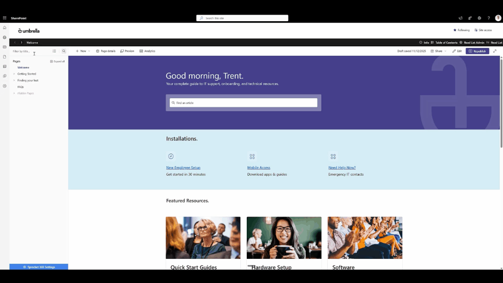 Animated Settings Panel
